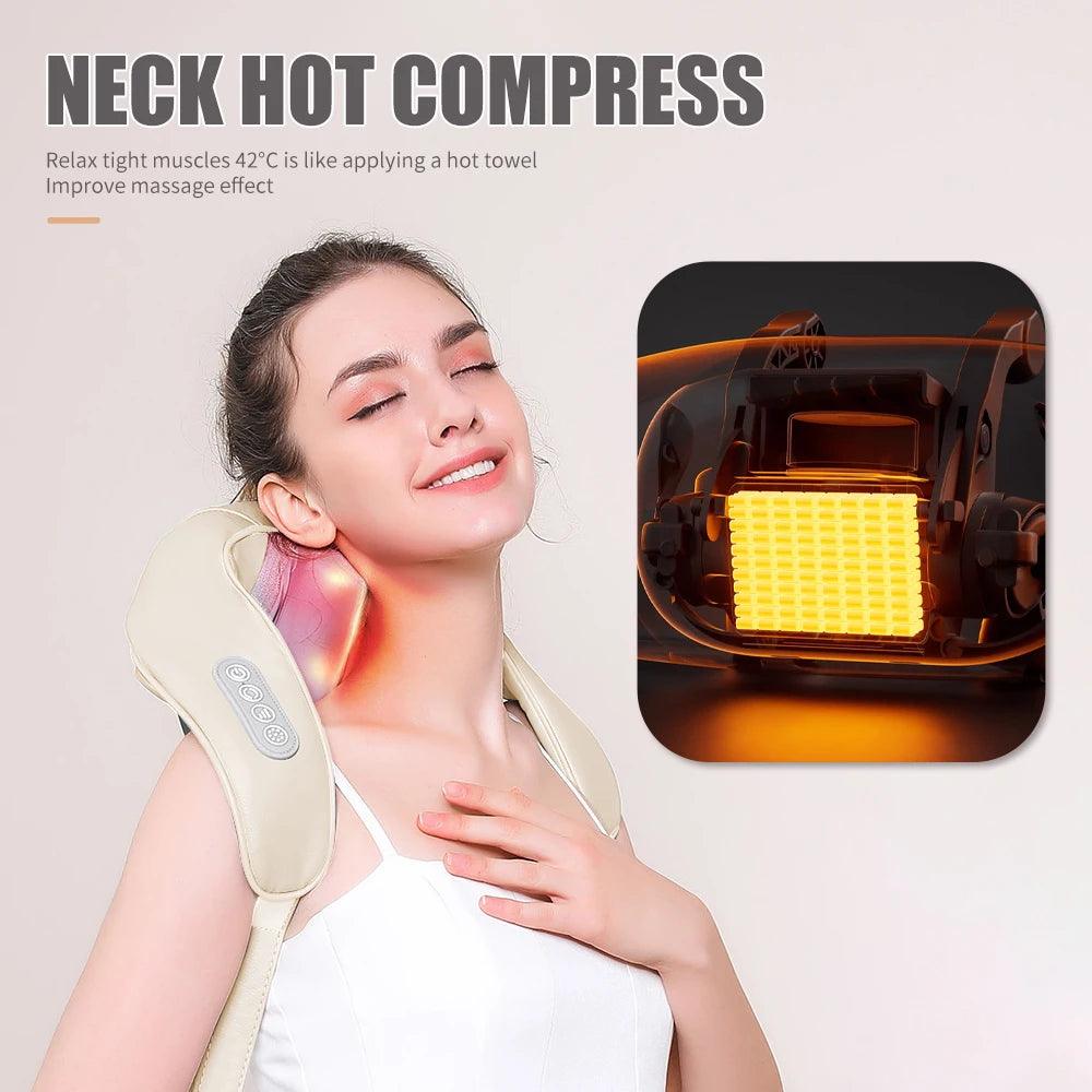 neck hot compression by the shiatsu massager