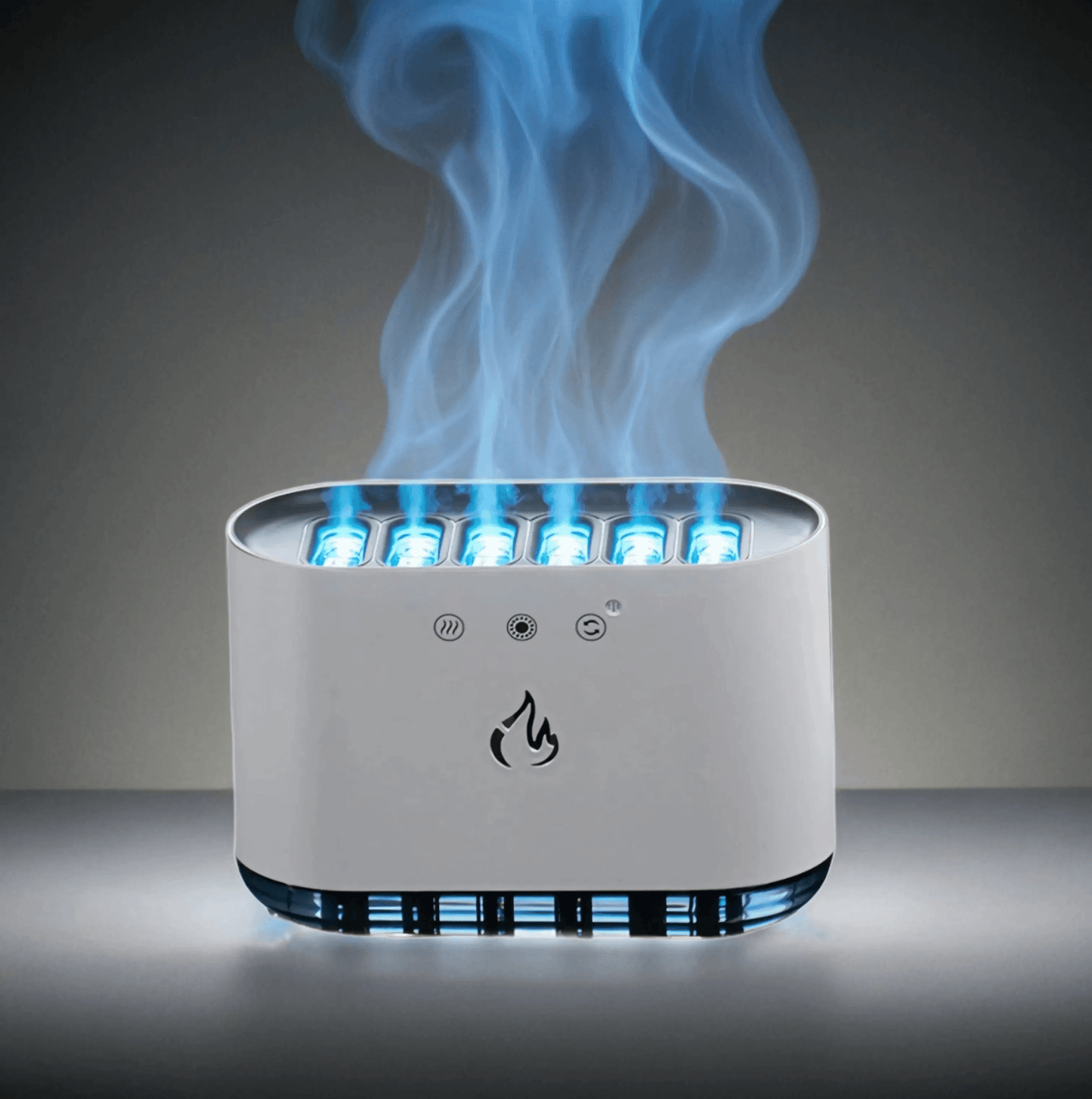 White cool mist humidifier with six adjustable mist nozzles and a blue LED light. This ultrasonic humidifier features seven color night light options.